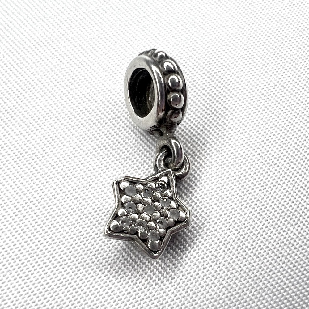 ~RETIRED~ Pandora Clear Pave Star Dangle CZ Charm